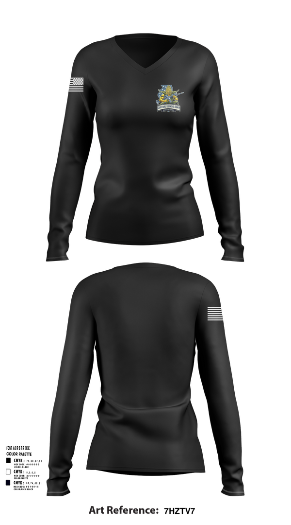 Womens Long Sleeve Vneck Shirt, Central Illinois Army Recruiting Company, , Teamtime, Team time, sublimation, custom sports apparel, team uniforms, spirit wear, spiritwear, sports uniforms, custom shirts, team store, custom team store, fundraiser sports, apparel fundraiser