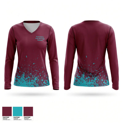 Kahneeta Hot Springs Resort Women's Long Sleeve V-neck Shirt - 1