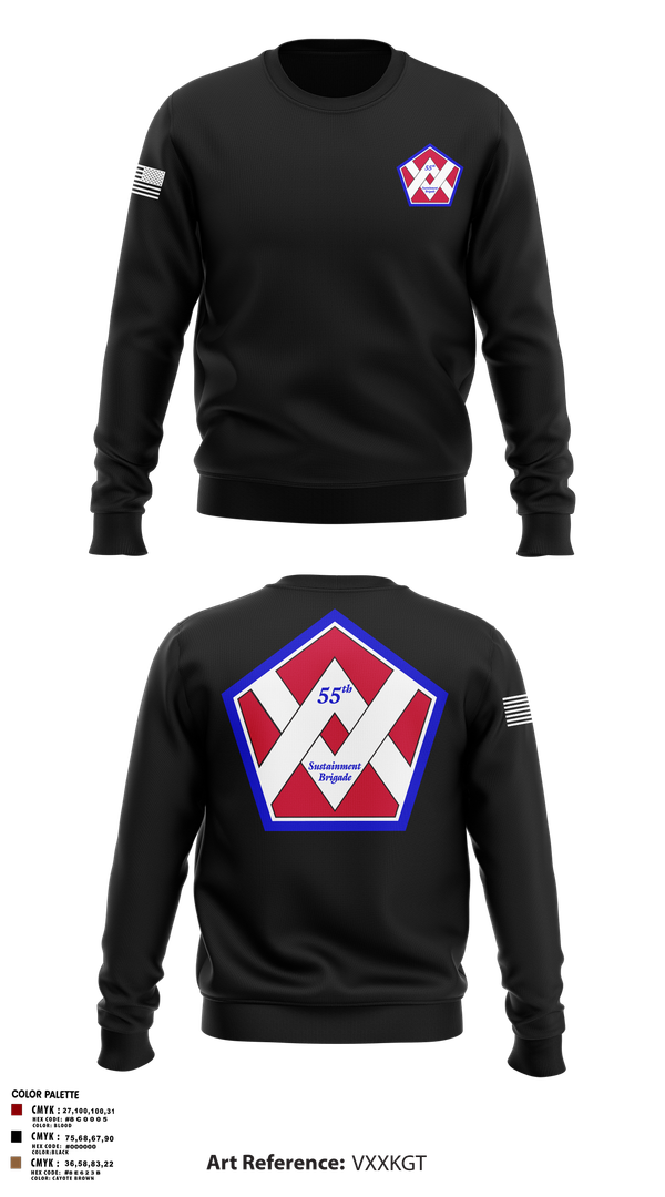 Crew Neck Sweatshirt, 55th Sustainment Brigade, , Teamtime, Team time, sublimation, custom sports apparel, team uniforms, spirit wear, spiritwear, sports uniforms, custom shirts, team store, custom team store, fundraiser sports, apparel fundraiser
