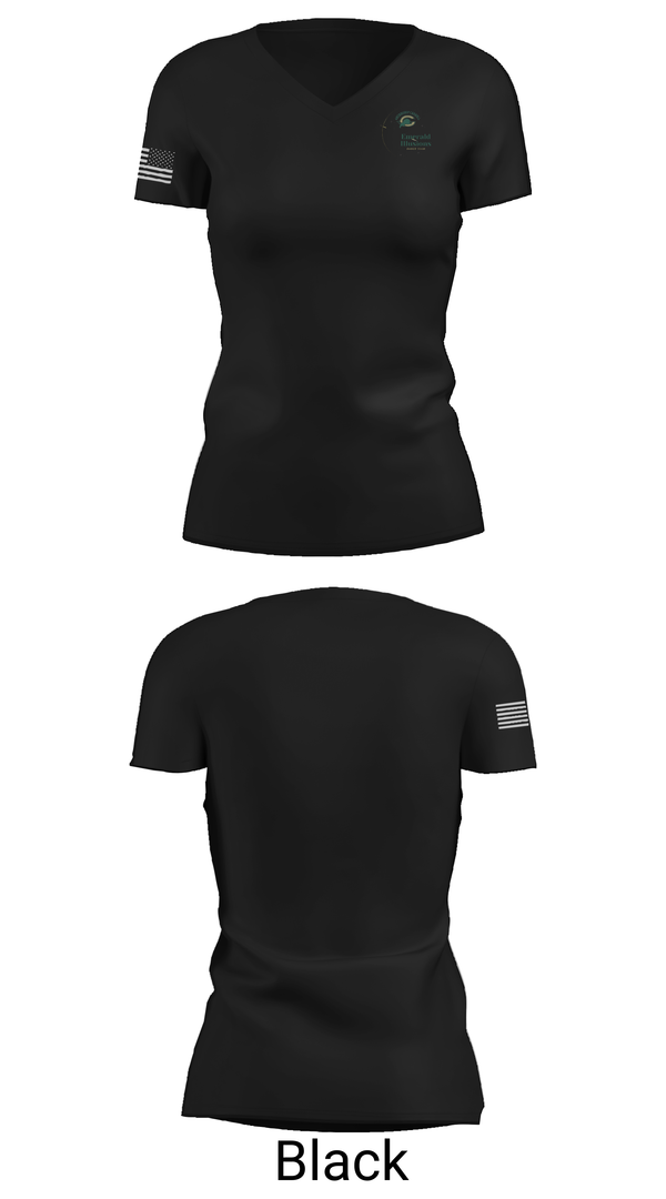 Womens Short Sleeve Vneck Shirt, Emerald Illusions Dance Team, Spirit Store, Teamtime, Team time, sublimation, custom sports apparel, team uniforms, spirit wear, spiritwear, sports uniforms, custom shirts, team store, custom team store, fundraiser sports, apparel fundraiser