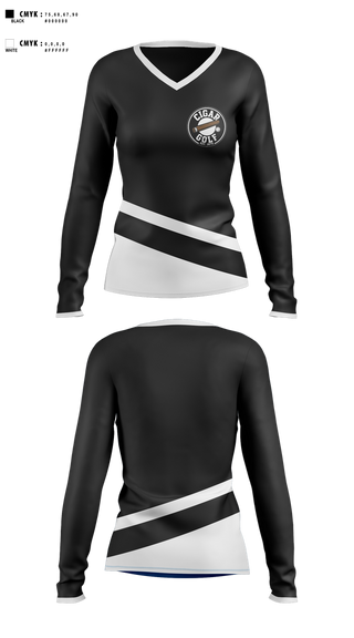 Womens Long Sleeve Vneck Shirt, CIGAR GOLFCIGAR GOLF, Golf, Teamtime, Team time, sublimation, custom sports apparel, team uniforms, spirit wear, spiritwear, sports uniforms, custom shirts, team store, custom team store, fundraiser sports, apparel fundraiser