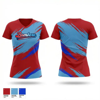 Womens Short Sleeve Vneck Shirt, NWFL BOMBERS, Baseball, Teamtime, Team time, sublimation, custom sports apparel, team uniforms, spirit wear, spiritwear, sports uniforms, custom shirts, team store, custom team store, fundraiser sports, apparel fundraiser