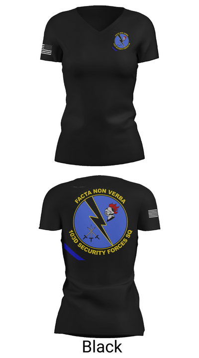 103d SECURITY FORCES SQUADRON 19845829 Women's Short Sleeve V-neck Shirt - 28