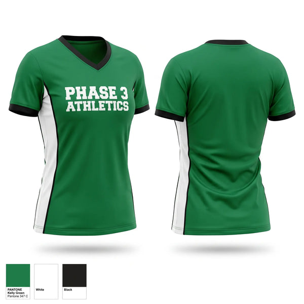 Womens Short Sleeve Vneck Shirt, Phase 3 Athletics, Track & Field, Teamtime, Team time, sublimation, custom sports apparel, team uniforms, spirit wear, spiritwear, sports uniforms, custom shirts, team store, custom team store, fundraiser sports, apparel fundraiser