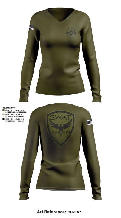 SWAT 37842893 Women's Long Sleeve V-neck Shirt - 4