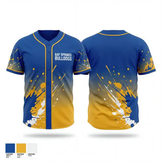 Full Button Baseball Jersey, Bay Springs Bulldogs, Baseball, Teamtime, Team time, sublimation, custom sports apparel, team uniforms, spirit wear, spiritwear, sports uniforms, custom shirts, team store, custom team store, fundraiser sports, apparel fundraiser