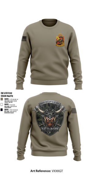 Crew Neck Sweatshirt, Battleborn, Army, Teamtime, Team time, sublimation, custom sports apparel, team uniforms, spirit wear, spiritwear, sports uniforms, custom shirts, team store, custom team store, fundraiser sports, apparel fundraiser