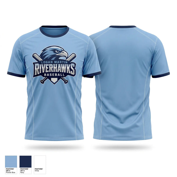 Short Sleeve Performance Shirt, Logan Martin Riverhawks, Baseball, Teamtime, Team time, sublimation, custom sports apparel, team uniforms, spirit wear, spiritwear, sports uniforms, custom shirts, team store, custom team store, fundraiser sports, apparel fundraiser