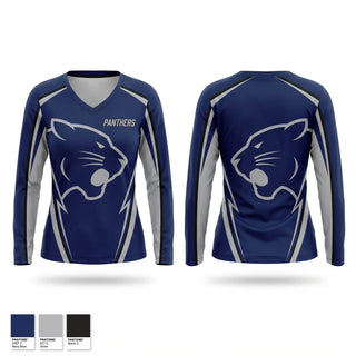 Womens Long Sleeve Vneck Shirt, Panthers, Men's Basketball, Teamtime, Team time, sublimation, custom sports apparel, team uniforms, spirit wear, spiritwear, sports uniforms, custom shirts, team store, custom team store, fundraiser sports, apparel fundraiser