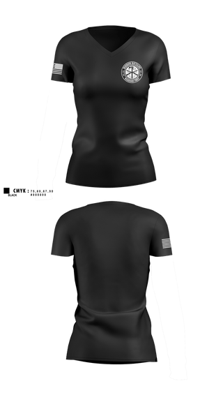 Womens Short Sleeve Vneck Shirt, Indiana University of Pennsylvania Warrior Battalion, Army, Teamtime, Team time, sublimation, custom sports apparel, team uniforms, spirit wear, spiritwear, sports uniforms, custom shirts, team store, custom team store, fundraiser sports, apparel fundraiser