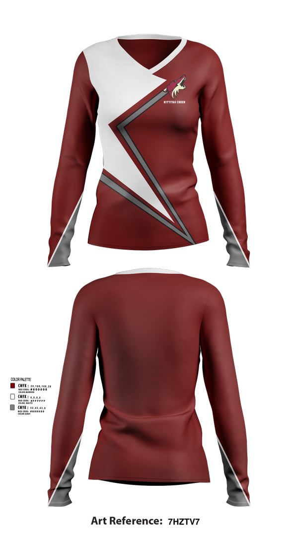 Womens Long Sleeve Vneck Shirt, Kittitas Cheer, Cheer, Teamtime, Team time, sublimation, custom sports apparel, team uniforms, spirit wear, spiritwear, sports uniforms, custom shirts, team store, custom team store, fundraiser sports, apparel fundraiser