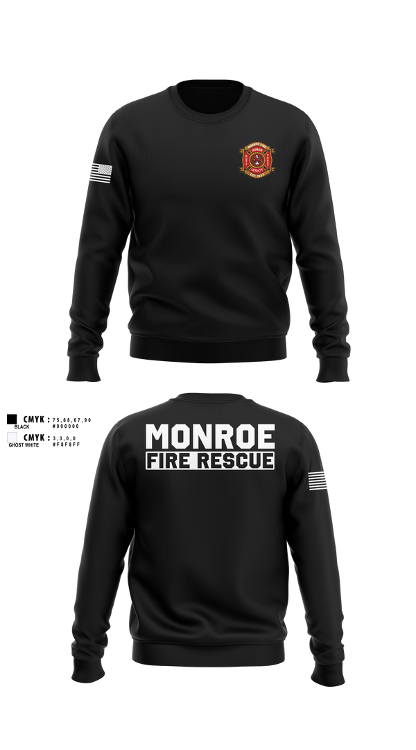 Crew Neck Sweatshirt, Monroe Fire Rescue, Fire Department, Teamtime, Team time, sublimation, custom sports apparel, team uniforms, spirit wear, spiritwear, sports uniforms, custom shirts, team store, custom team store, fundraiser sports, apparel fundraiser