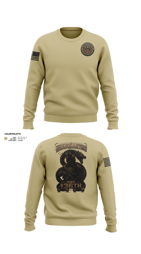 Crew Neck Sweatshirt, HHC 136th ESB, Army, Teamtime, Team time, sublimation, custom sports apparel, team uniforms, spirit wear, spiritwear, sports uniforms, custom shirts, team store, custom team store, fundraiser sports, apparel fundraiser