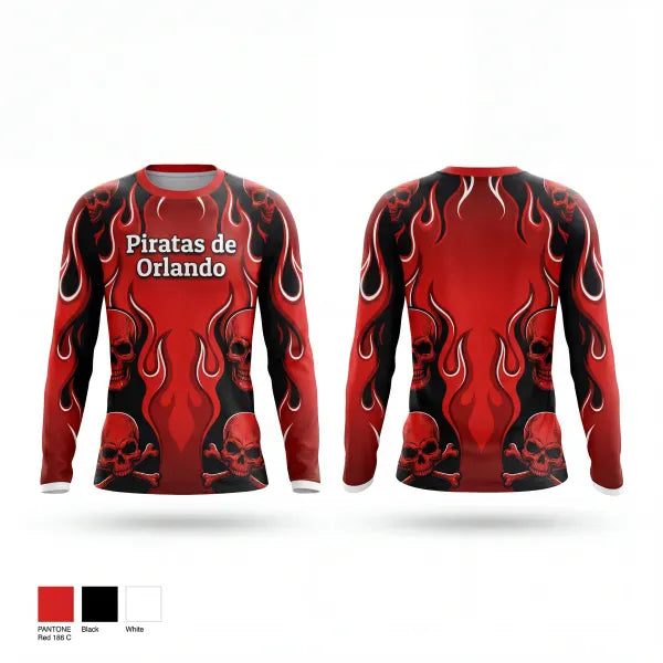 Long Sleeve Performance Shirt, Piratas de Orlando, Men's Basketball, Teamtime, Team time, sublimation, custom sports apparel, team uniforms, spirit wear, spiritwear, sports uniforms, custom shirts, team store, custom team store, fundraiser sports, apparel fundraiser