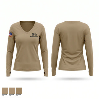 Womens Long Sleeve Vneck Shirt, 56th Maintenance, Army, Teamtime, Team time, sublimation, custom sports apparel, team uniforms, spirit wear, spiritwear, sports uniforms, custom shirts, team store, custom team store, fundraiser sports, apparel fundraiser
