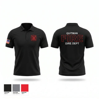 Short Sleeve Performance Polo, Quitman Fire Department, Fire Department, Teamtime, Team time, sublimation, custom sports apparel, team uniforms, spirit wear, spiritwear, sports uniforms, custom shirts, team store, custom team store, fundraiser sports, apparel fundraiser