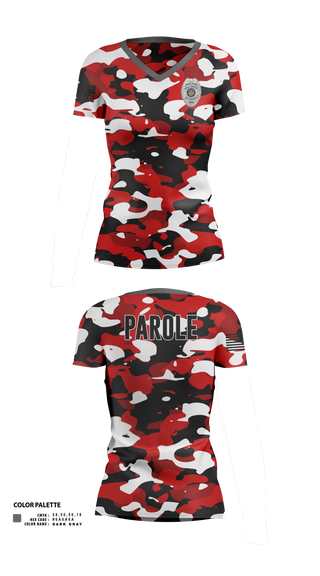 Womens Short Sleeve Vneck Shirt, Adult Parole Authority, Police, Teamtime, Team time, sublimation, custom sports apparel, team uniforms, spirit wear, spiritwear, sports uniforms, custom shirts, team store, custom team store, fundraiser sports, apparel fundraiser