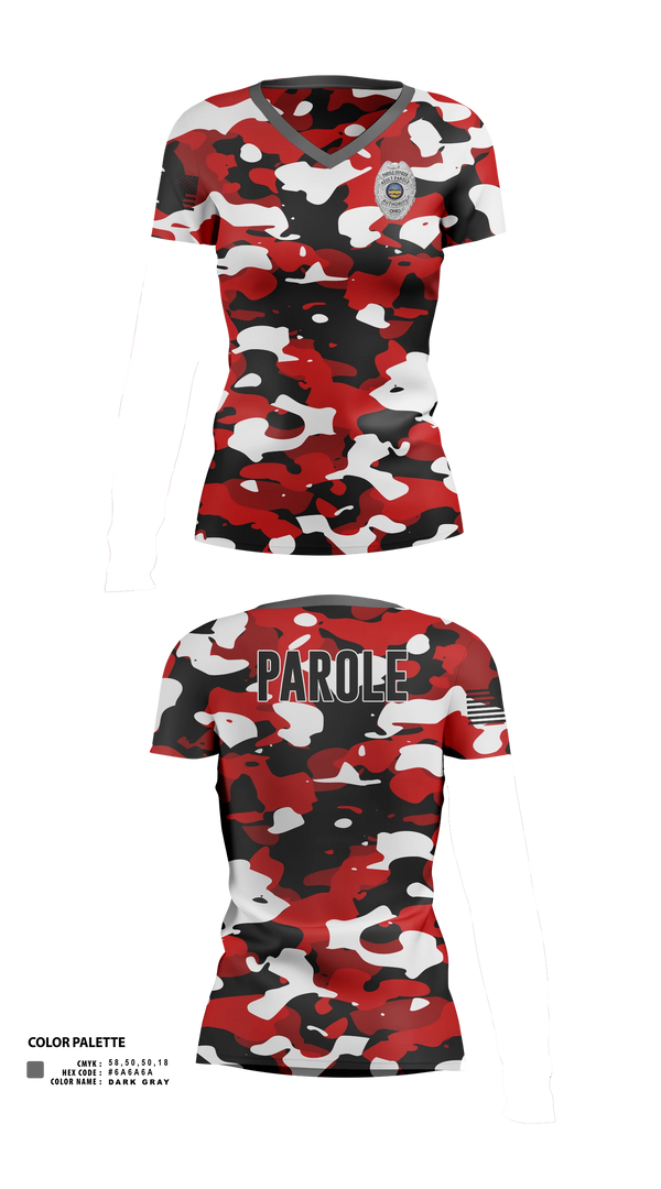 Womens Short Sleeve Vneck Shirt, Adult Parole Authority, Police, Teamtime, Team time, sublimation, custom sports apparel, team uniforms, spirit wear, spiritwear, sports uniforms, custom shirts, team store, custom team store, fundraiser sports, apparel fundraiser