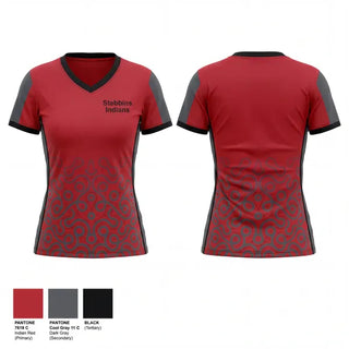 Womens Short Sleeve Vneck Shirt, Stebbins Indians, , Teamtime, Team time, sublimation, custom sports apparel, team uniforms, spirit wear, spiritwear, sports uniforms, custom shirts, team store, custom team store, fundraiser sports, apparel fundraiser