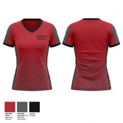 Stebbins Indians 27055534 Women's Short Sleeve V-neck Shirt - 1