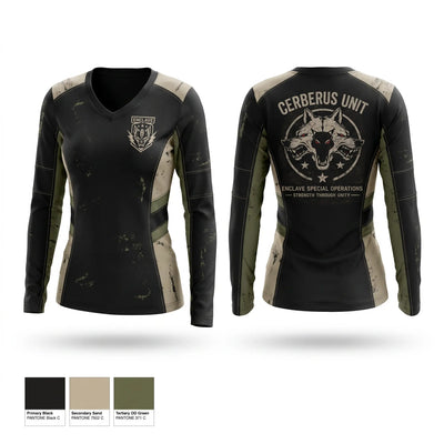 Cerberus unit Women's Long Sleeve V-neck Shirt - 1