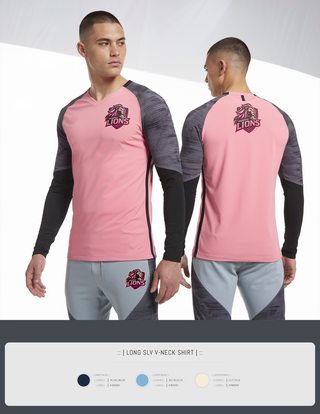 Womens Long Sleeve Vneck Shirt, Fairfax Lions, Men's Soccer, Teamtime, Team time, sublimation, custom sports apparel, team uniforms, spirit wear, spiritwear, sports uniforms, custom shirts, team store, custom team store, fundraiser sports, apparel fundraiser