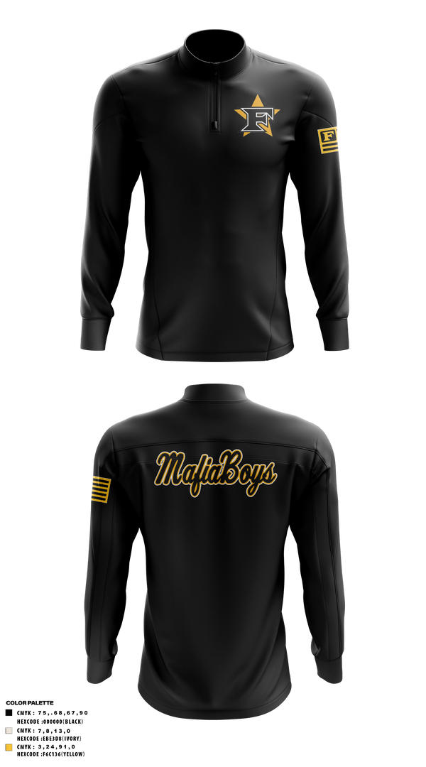 Quarter Zip Jacket, Five Star Mafia, Baseball, Teamtime, Team time, sublimation, custom sports apparel, team uniforms, spirit wear, spiritwear, sports uniforms, custom shirts, team store, custom team store, fundraiser sports, apparel fundraiser