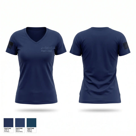 Womens Short Sleeve Vneck Shirt, Judicial Marshal, Police, Teamtime, Team time, sublimation, custom sports apparel, team uniforms, spirit wear, spiritwear, sports uniforms, custom shirts, team store, custom team store, fundraiser sports, apparel fundraiser