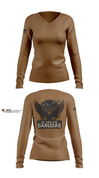 Womens Long Sleeve Vneck Shirt, VAQ-134, , Teamtime, Team time, sublimation, custom sports apparel, team uniforms, spirit wear, spiritwear, sports uniforms, custom shirts, team store, custom team store, fundraiser sports, apparel fundraiser