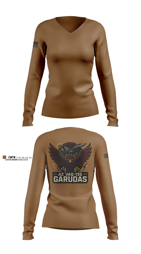 Womens Long Sleeve Vneck Shirt, VAQ-134, , Teamtime, Team time, sublimation, custom sports apparel, team uniforms, spirit wear, spiritwear, sports uniforms, custom shirts, team store, custom team store, fundraiser sports, apparel fundraiser