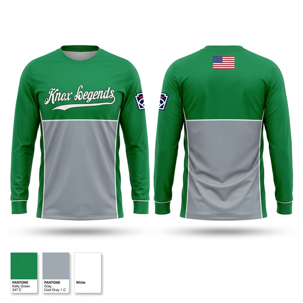 Long Sleeve Performance Shirt, Knox Legends, Baseball, Teamtime, Team time, sublimation, custom sports apparel, team uniforms, spirit wear, spiritwear, sports uniforms, custom shirts, team store, custom team store, fundraiser sports, apparel fundraiser