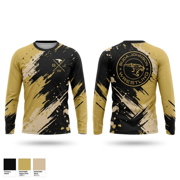 Long Sleeve Performance Shirt, Buda Johnson Jaguars Wrestling, Wrestling, Teamtime, Team time, sublimation, custom sports apparel, team uniforms, spirit wear, spiritwear, sports uniforms, custom shirts, team store, custom team store, fundraiser sports, apparel fundraiser