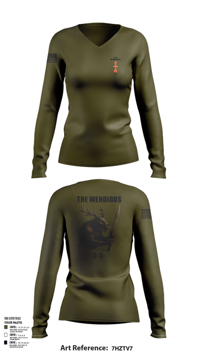 2-127 D-CO 34919210 Women's Long Sleeve V-neck Shirt - 110