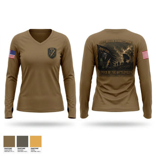 Womens Long Sleeve Vneck Shirt, 410th Brigade Signal Company, Army, Teamtime, Team time, sublimation, custom sports apparel, team uniforms, spirit wear, spiritwear, sports uniforms, custom shirts, team store, custom team store, fundraiser sports, apparel fundraiser