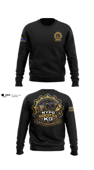 Crew Neck Sweatshirt, NYPD NARCOTICS K9, Police, Teamtime, Team time, sublimation, custom sports apparel, team uniforms, spirit wear, spiritwear, sports uniforms, custom shirts, team store, custom team store, fundraiser sports, apparel fundraiser