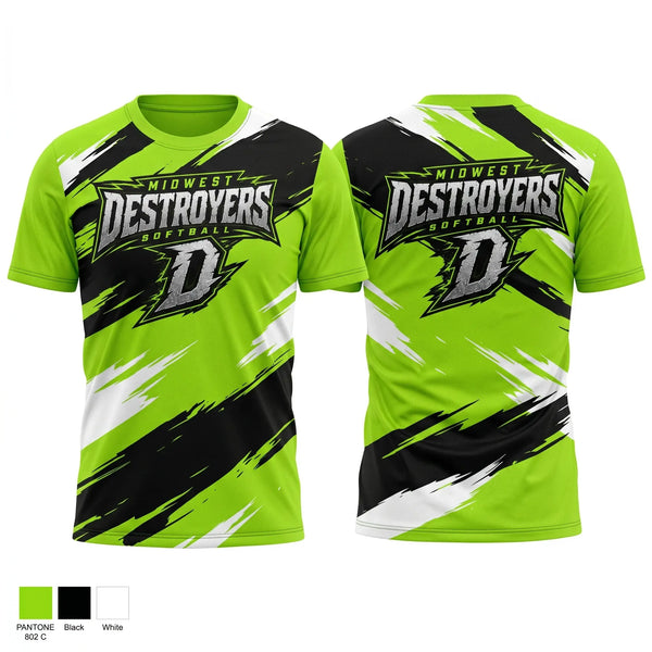 Soft Poly Tee Cotton Like Feel, Midwest Destroyers, Softball, Teamtime, Team time, sublimation, custom sports apparel, team uniforms, spirit wear, spiritwear, sports uniforms, custom shirts, team store, custom team store, fundraiser sports, apparel fundraiser