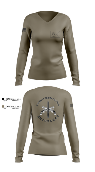 Womens Long Sleeve Vneck Shirt, HHC, 102d MP BN, National Guard, Teamtime, Team time, sublimation, custom sports apparel, team uniforms, spirit wear, spiritwear, sports uniforms, custom shirts, team store, custom team store, fundraiser sports, apparel fundraiser