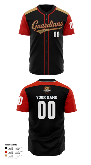 Full Button Baseball Jersey, Guardians Baseball, Baseball, Teamtime, Team time, sublimation, custom sports apparel, team uniforms, spirit wear, spiritwear, sports uniforms, custom shirts, team store, custom team store, fundraiser sports, apparel fundraiser
