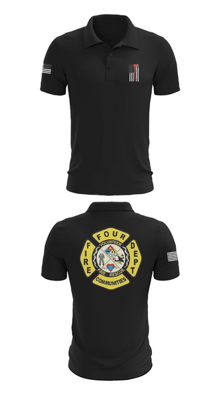 Short Sleeve Performance Polo, Four Communities Fire Department, Fire Department, Teamtime, Team time, sublimation, custom sports apparel, team uniforms, spirit wear, spiritwear, sports uniforms, custom shirts, team store, custom team store, fundraiser sports, apparel fundraiser