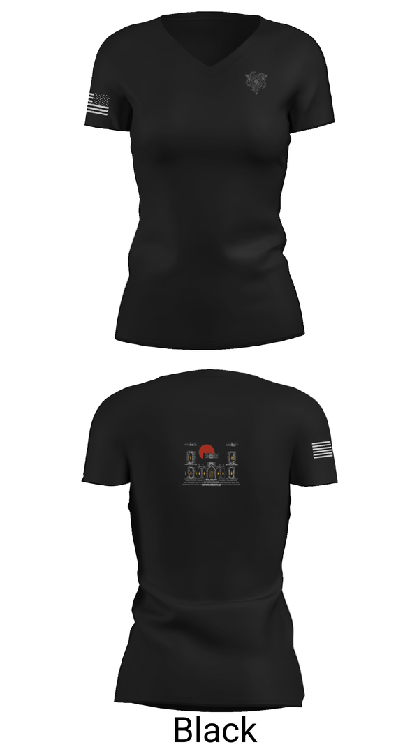 Womens Short Sleeve Vneck Shirt, 100th MRBC, Army, Teamtime, Team time, sublimation, custom sports apparel, team uniforms, spirit wear, spiritwear, sports uniforms, custom shirts, team store, custom team store, fundraiser sports, apparel fundraiser