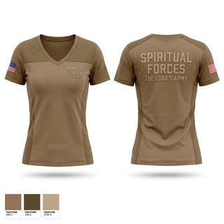 Womens Short Sleeve Vneck Shirt, Spiritual Forces The Lords Army, Police, Teamtime, Team time, sublimation, custom sports apparel, team uniforms, spirit wear, spiritwear, sports uniforms, custom shirts, team store, custom team store, fundraiser sports, apparel fundraiser