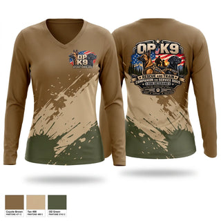 Womens Long Sleeve Vneck Shirt, Operation K9, , Teamtime, Team time, sublimation, custom sports apparel, team uniforms, spirit wear, spiritwear, sports uniforms, custom shirts, team store, custom team store, fundraiser sports, apparel fundraiser