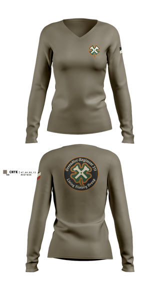 Womens Long Sleeve Vneck Shirt, GR211 Living History Group, , Teamtime, Team time, sublimation, custom sports apparel, team uniforms, spirit wear, spiritwear, sports uniforms, custom shirts, team store, custom team store, fundraiser sports, apparel fundraiser