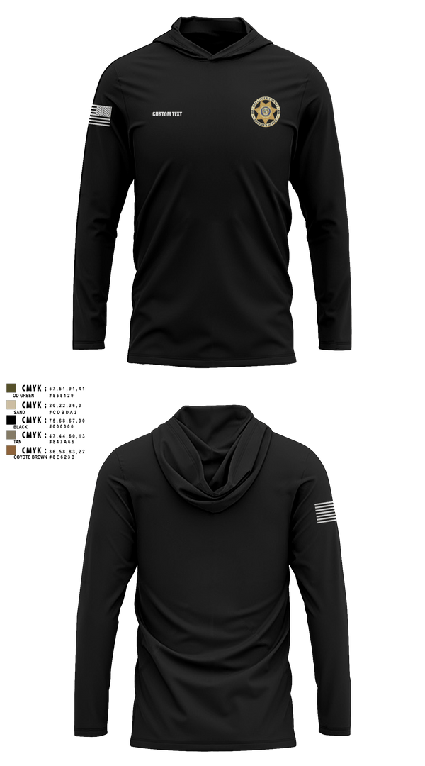 Long Sleeve Performance Shirt with hood, Bollinger County Sheriff’s Office, Police, Teamtime, Team time, sublimation, custom sports apparel, team uniforms, spirit wear, spiritwear, sports uniforms, custom shirts, team store, custom team store, fundraiser sports, apparel fundraiser
