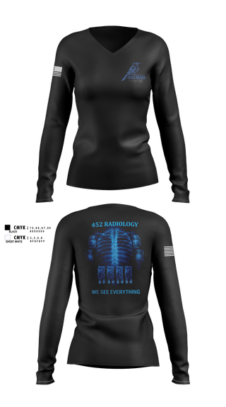 Womens Long Sleeve Vneck Shirt, 452 MED DET, Army, Teamtime, Team time, sublimation, custom sports apparel, team uniforms, spirit wear, spiritwear, sports uniforms, custom shirts, team store, custom team store, fundraiser sports, apparel fundraiser