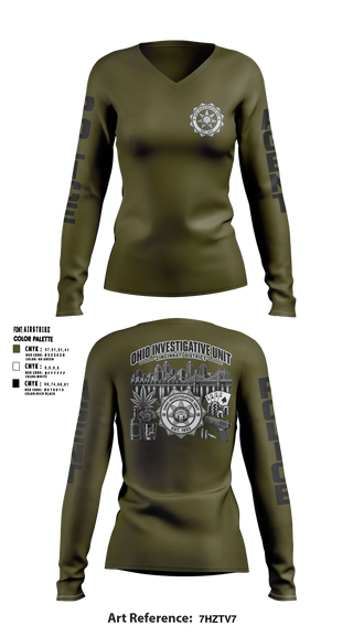 Womens Long Sleeve Vneck Shirt, Ohio Investigative Unit Cincinnati District, Police, Teamtime, Team time, sublimation, custom sports apparel, team uniforms, spirit wear, spiritwear, sports uniforms, custom shirts, team store, custom team store, fundraiser sports, apparel fundraiser