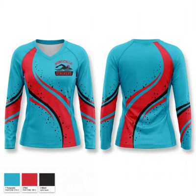 Monticello Strokers Swim Team 92498352 Women's Long Sleeve V-neck Shirt - 1