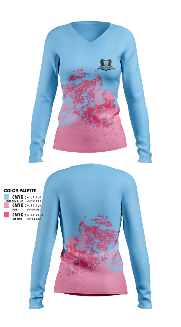 Womens Long Sleeve Vneck Shirt, Lady Pumas, Women's Soccer, Teamtime, Team time, sublimation, custom sports apparel, team uniforms, spirit wear, spiritwear, sports uniforms, custom shirts, team store, custom team store, fundraiser sports, apparel fundraiser