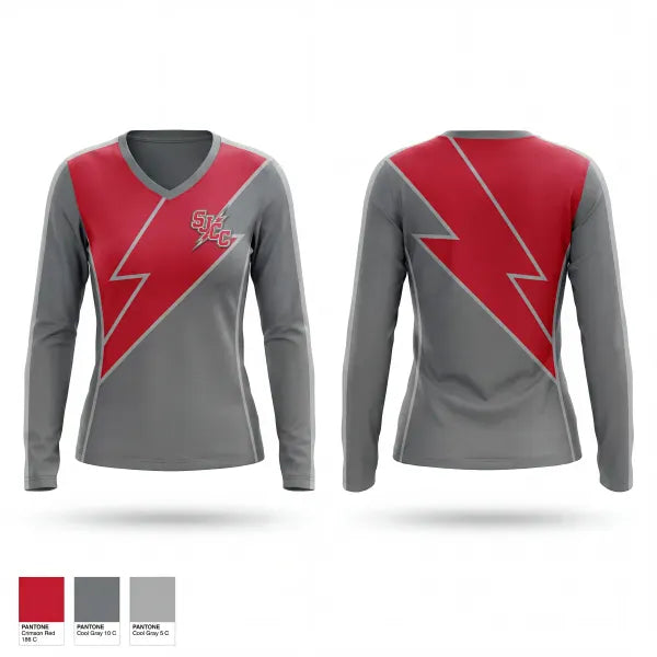 Womens Long Sleeve Vneck Shirt, Saint Joseph Central Catholic High School Tennis, Tennis, Teamtime, Team time, sublimation, custom sports apparel, team uniforms, spirit wear, spiritwear, sports uniforms, custom shirts, team store, custom team store, fundraiser sports, apparel fundraiser