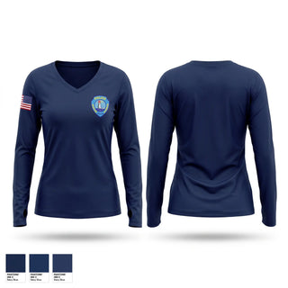 Womens Long Sleeve Vneck Shirt, Winter Harbor Police Department, Police, Teamtime, Team time, sublimation, custom sports apparel, team uniforms, spirit wear, spiritwear, sports uniforms, custom shirts, team store, custom team store, fundraiser sports, apparel fundraiser